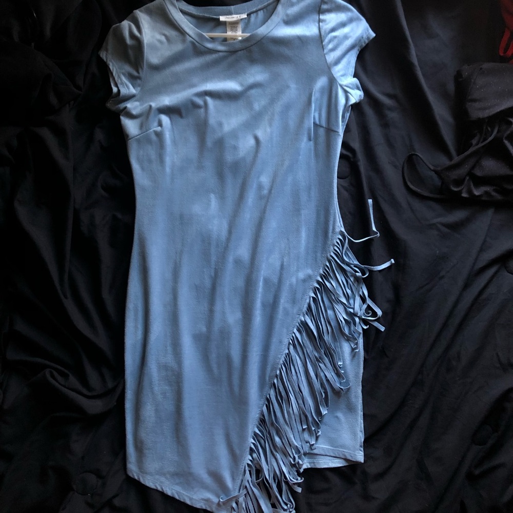 Short Light Blue Velvety Dress